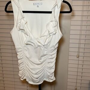 CAbi White Ruffled Tank Top